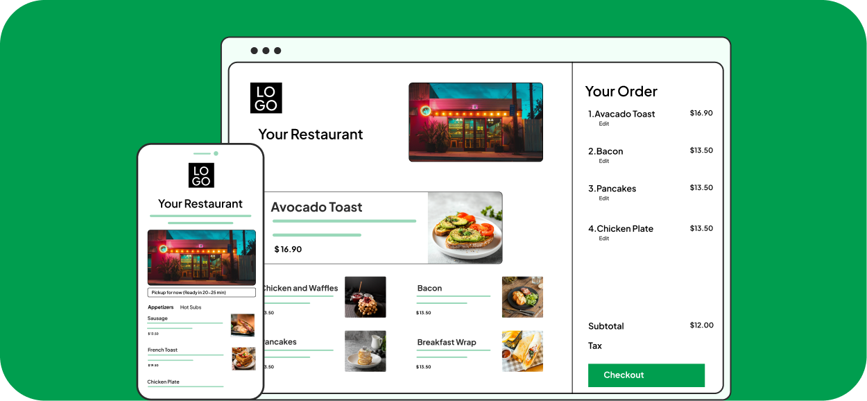 Online Ordering for Restaurant with Clean Menu Layout